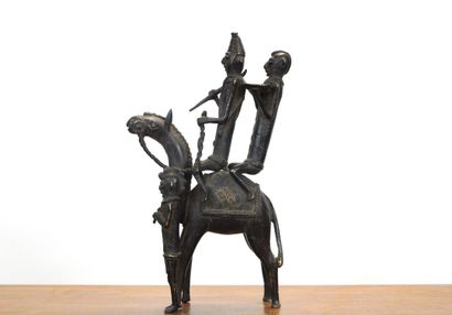 CHAD. Two Sao horsemen in bronze. XXth century....