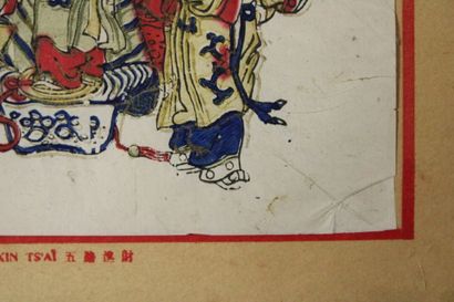 CHINE. Réunion de trois dessins à l'encre...