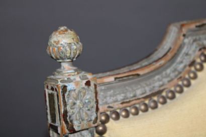 Large bergère de style Louis XVI en bois...