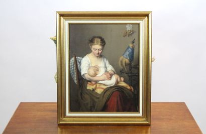 Virginie BOVIE (1827-1887). 
Femme allaitant....