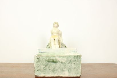 Blue and green earthenware sculpture, decorated...
