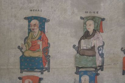 CHINE. Peinture à l'encre et couleur sur...