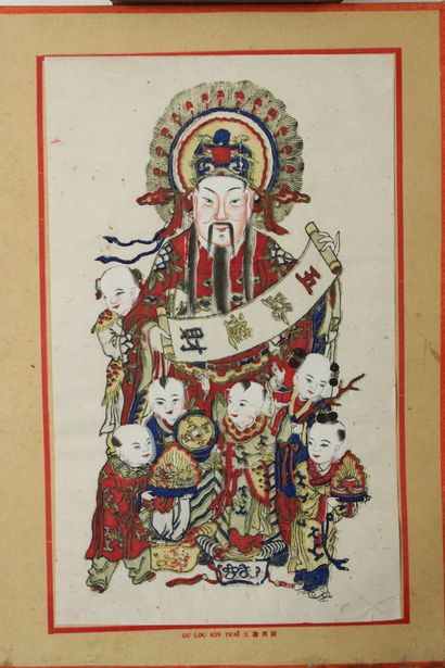 CHINE. Réunion de trois dessins à l'encre...
