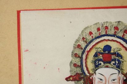 CHINE. Réunion de trois dessins à l'encre...