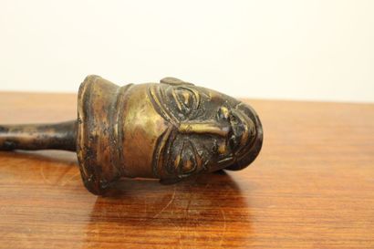AFRICA. Meeting of two bronze pipes decorated...