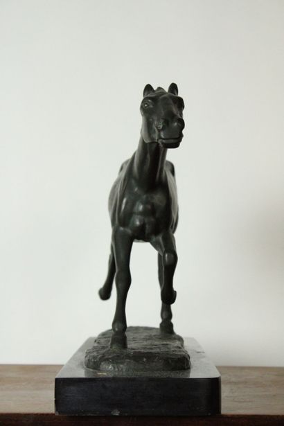 M. LEDUCQ (XXème). Cheval, Épreuve en bronze...