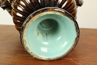 SARREGUEMINES. Cover pot in polychrome earthenware...
