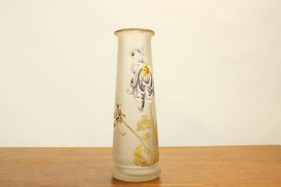 MONTJOYE 
Tubular glass vase with acid-etched...