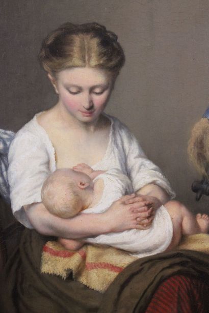 Virginie BOVIE (1827-1887). 
Femme allaitant....