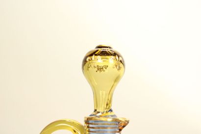 Liqueur service in blue glass with fleur-de-lis...