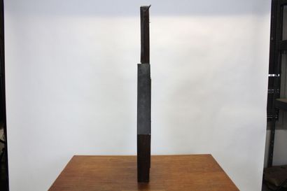 Baromètre en bois noirci et verre églomisé,...