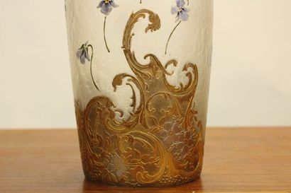MONTJOYE Glass vase decorated with acid-etched...