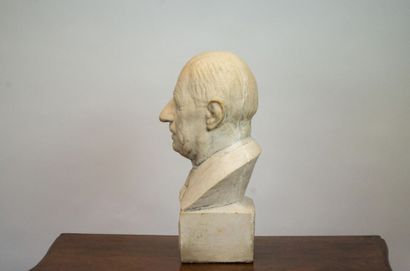 Sculpture in white patinated cement representing...