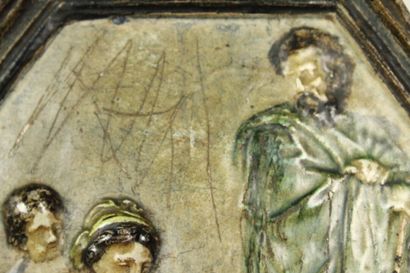 La Sainte Famille, bas relief en céramique...