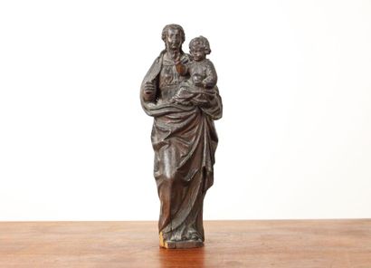 Vierge à l'enfant, bois sculpté. Fin du XIXe...