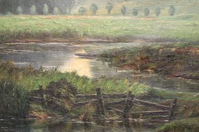 École française du XXe siècle.
Paysage, huile...