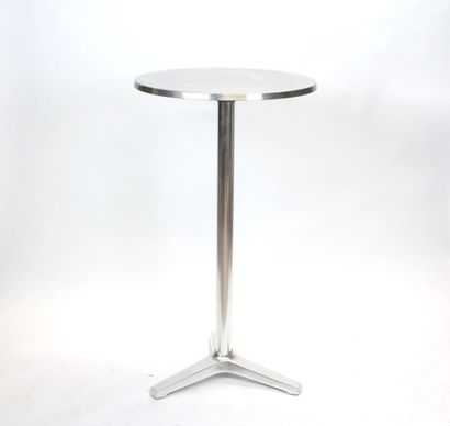 Stainless steel bistro style table with a...
