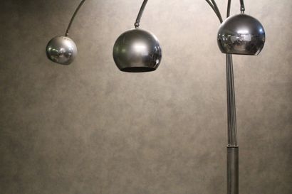 Design floor lamp in chromed steel with three...