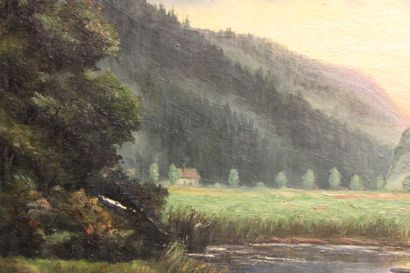 École française du XXe siècle.
Paysage, huile...