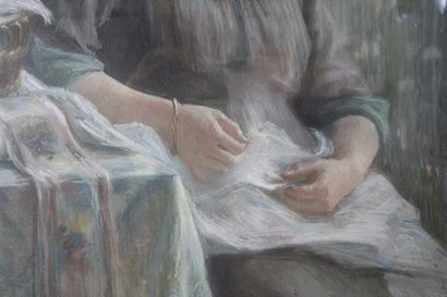 École française du XIXème siècle La couturière,...