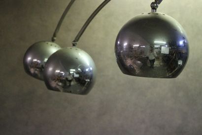 Design floor lamp in chromed steel with three...