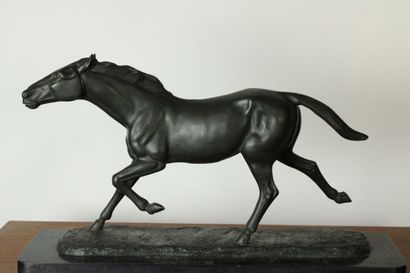 M. LEDUCQ (XXème). Cheval, Épreuve en bronze...