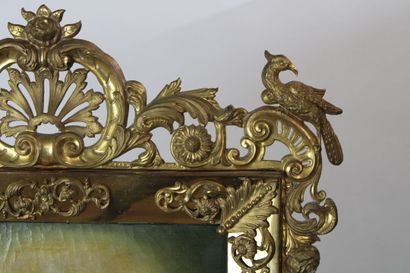 Retable en métal doré représentant Jésus,...