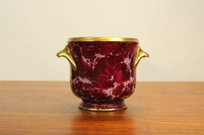 A. Massé Cover pot in porcelain with marbled...