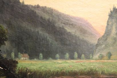 École française du XXe siècle.
Paysage, huile...