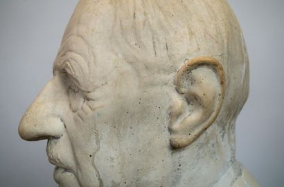 Sculpture in white patinated cement representing...