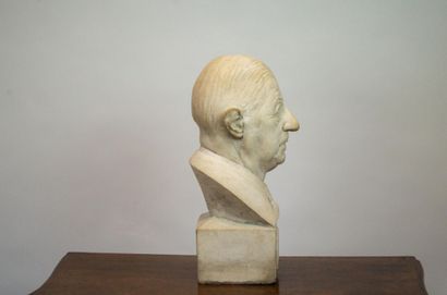 Sculpture in white patinated cement representing...