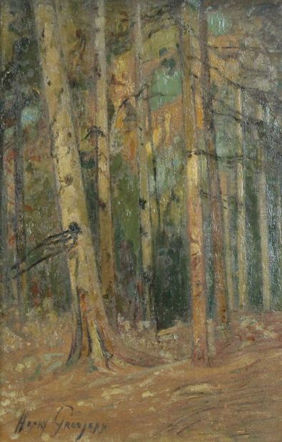 Henry GROSJEAN
Sous-bois en automne, huile...