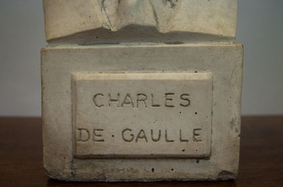 Sculpture in white patinated cement representing...