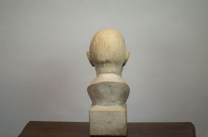 Sculpture in white patinated cement representing...