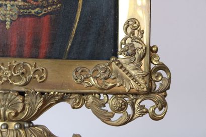 Retable en métal doré représentant Jésus,...