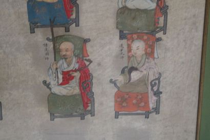 CHINE. Peinture à l'encre et couleur sur...