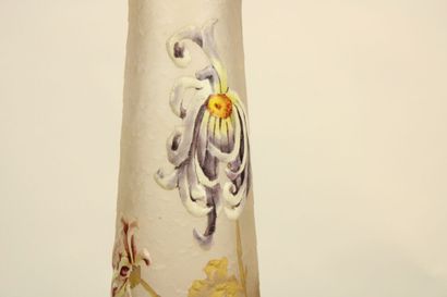 MONTJOYE 
Tubular glass vase with acid-etched...