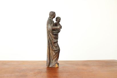 Vierge à l'enfant, bois sculpté. Fin du XIXe...