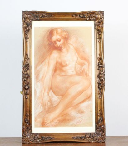 École du XXe siècle, Nu, sanguine sur papier,...
