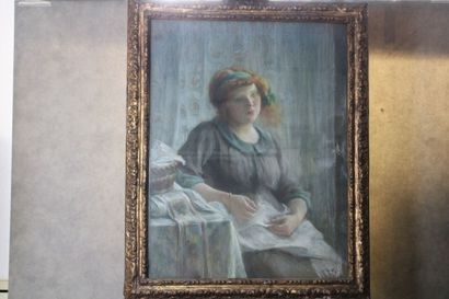 École française du XIXème siècle La couturière,...