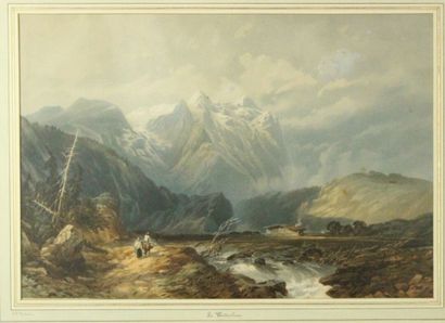 T.M RICHARSON, La montagne rocheuse, gravure,...