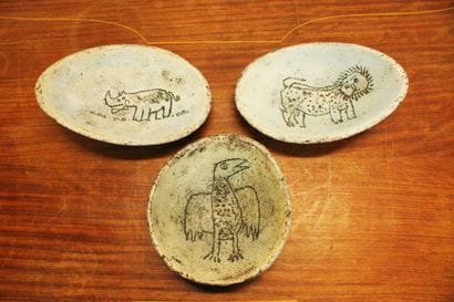 Jacques BLIN (1920-1995) Suite of 3 ceramic...