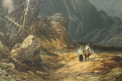 T.M RICHARSON, La montagne rocheuse, gravure,...