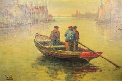 Fernand WEIL (1894-1958). Deux marines, huile...