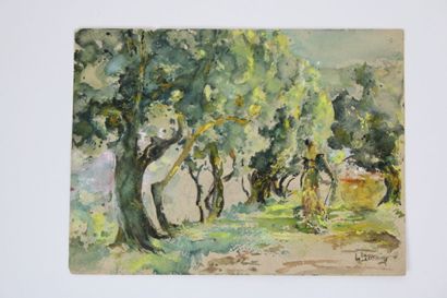 Luis BONNIN MARTIN (1873-1964)
L'allée d'arbres,...