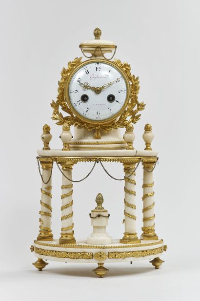 Portico clock of Louis XVI period in white...