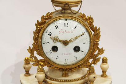 Portico clock of Louis XVI period in white...