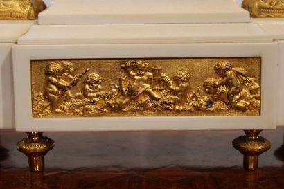 Louis XVI style mantel set in white marble...