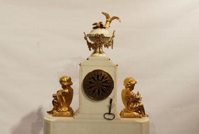 Louis XVI style mantel set in white marble...
