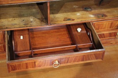 Cylinder desk with step, in rosewood veneer...